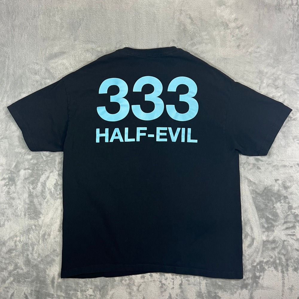 Half Evil 333 Graphic T-Shirt Mens XL Black Short Sleeve Streetwear Tee Skater